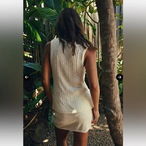 FREE PEOPLE Rhea Sweater Skirt Set - Coconut Milk Size Medium NWOT Retail $78 - Picture 2 of 8
